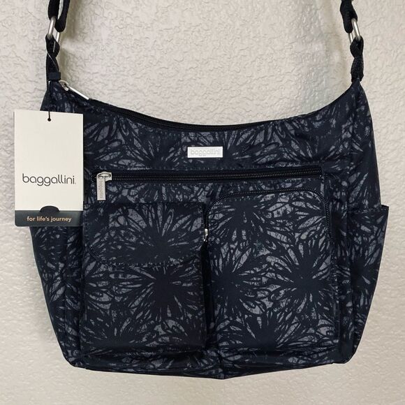 Baggallini Black Print Crossbody Everyplace Bag Purse - Picture 1 of 6